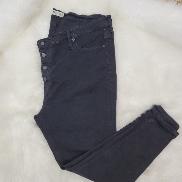 MADEWELL BLACK 9" MID-RISE HIGH WAIST SKINNY JEANS - Picture 3 of 16